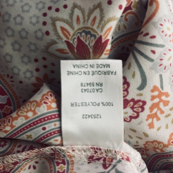 Cynthia Rowley Red & Orange Paisley Flutter Sleeve Blouse 1X - Picture 6 of 6